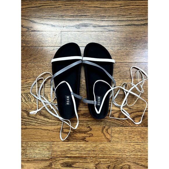 NWOT ROAM Lace Up Strappy Sandals Black Women's Size 10 - Picture 7 of 9